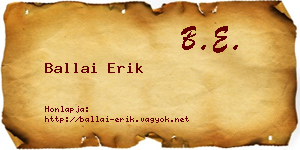 Ballai Erik névjegykártya